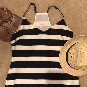 J. Crew dress navy and white striped
